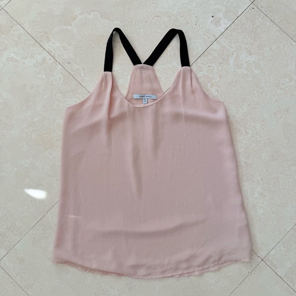 Naked Zebra Blush Pink Strappy Back Tank Top Small